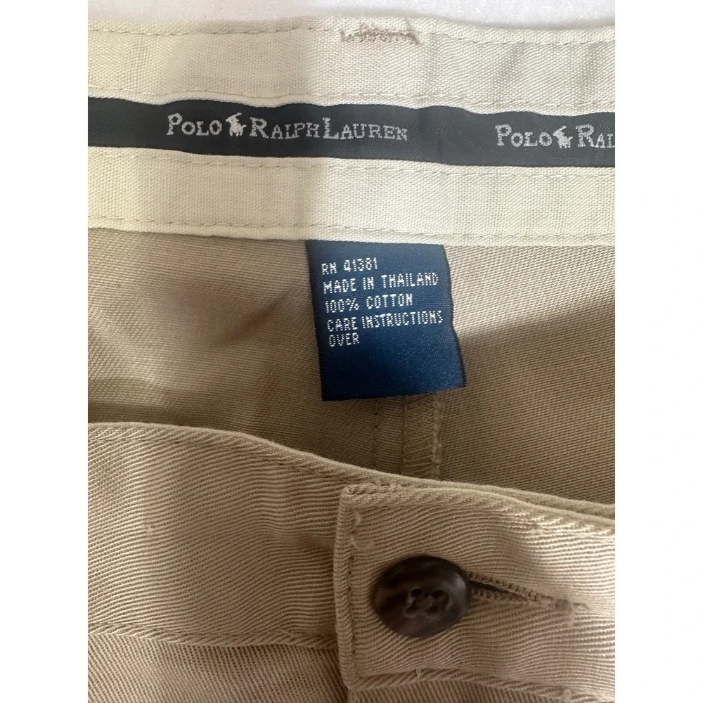 Polo Ralph Lauren Mens‎ Beige Cotton Pleated Chino Pants Trousers Size 36/29